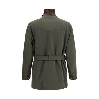 Brunello Cucinelli Belted Cotton-Blend Waterproof Jacket - Green