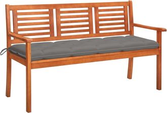 vidaXL Banco De Jard&iacute;n 3 Plazas Madera Maciza Eucalipto Y Coj&iacute;n 150 Cm Vidaxl