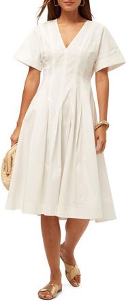 Trina Turk A line Poplin Midi Ashe Dress in White at Nordstrom, Size 14
