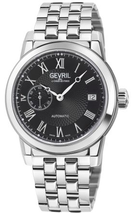 Gevril Group Mens Madison 316L Stainless Steel Case, Black Dial, Bracelet. - Silver - One Size