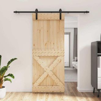 vidaXL Vidaxl - Puerta Corredera Con Herrajes Madera Maciza De Pino 85x210 Cm
