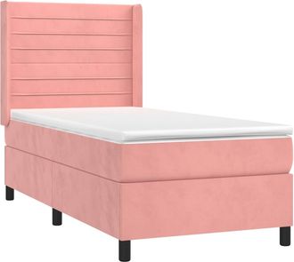 vidaXL Vidaxl - Cama Box Spring Con Colch&oacute;n Terciopelo Rosa 90x200 Cm
