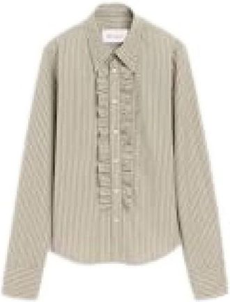 Ami Katoenen blouse met lange mouwen en ruches - Dames - Overhemden - Beige - S - Katoen - Overhemden