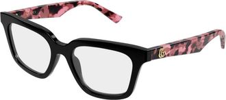 Gucci Glasses, female, Black, Size: 51 MM Rectangular Optical Frame