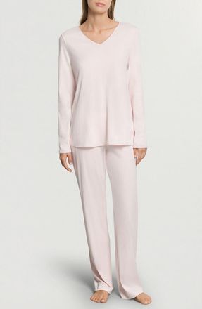 Hanro Cotton & Silk Long Sleeve Pajamas in Honeydew at Nordstrom, Size X-Large