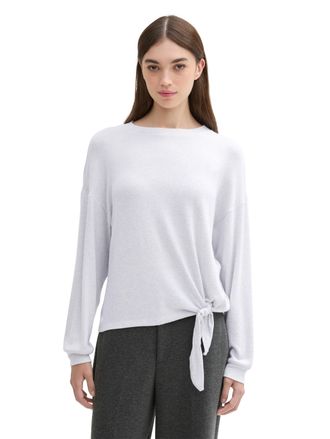 Tom Tailor Denim Langarmshirt TOM TAILOR DENIM, Damen, Gr. XL (42), grau (cement grau m&eacute;lange), Web, Obermaterial: 80% Viskose, 17% Polyester, 3% Elasthan, unifarben, 