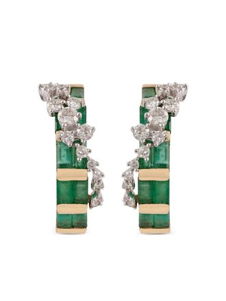 Ananya emerald and diamond hoop earrings - women - Emerald/Rose Gold/Diamond - One Size