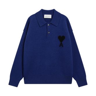 Ami Heren, Tops, Blauw, Maat: M Wol