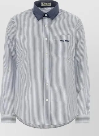 Miu Miu striped contrast collar shirt