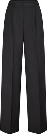 Forte_Forte Grain DE Pudre High Waist Pants - Dames - Wijde Broeken - Zwart - M - Wol - Broeken