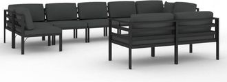 vidaXL Set Muebles De Jard&iacute;n 9 Pzas Y Cojines Aluminio Gris Antracita Vidaxl