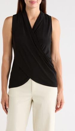 Vince Camuto Crossover Faux Wrap Tank in Rich Black at Nordstrom Rack, Size X-Large