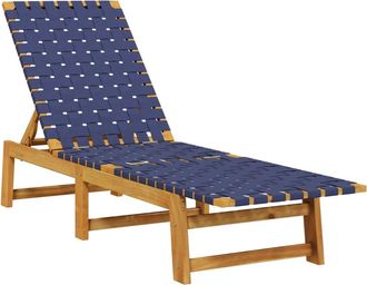 vidaXL Tumbona De Madera Maciza De Acacia Y Tela Azul Oscuro Vidaxl