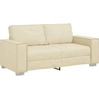 vidaXL Sof&aacute; Loveseat De 180 Cm Con Coj&iacute;n Crema Cuero Sint&eacute;tico Vidaxl