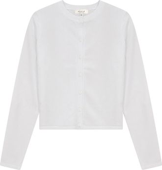 Vivid Cropped Ribbed Button Front Knit Cardigan in White at Nordstrom, Size Xx-Large