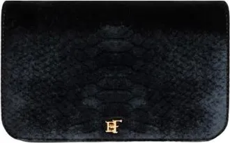 Elisabetta Franchi Borsa a spalla in velluto con stampa coccodrillo - - Bags - Donna - Nero - ONE SIZE