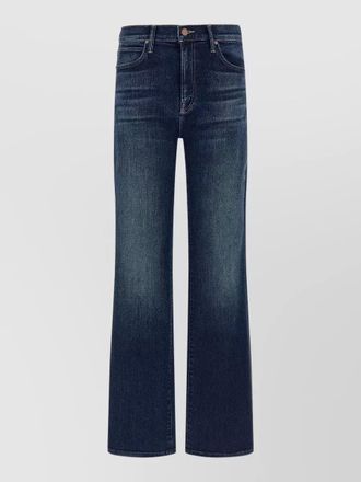 Mother kick it straight jeans faded stitch detail