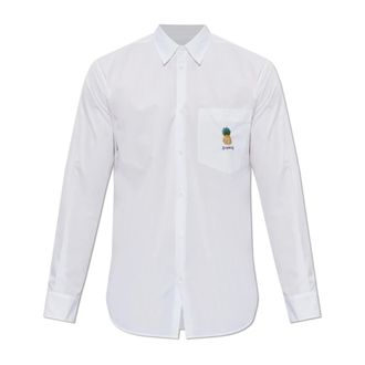 Dsquared2 Shirt With Patch - Heren - Zakelijke Overhemden - Wit - S - Katoen - Overhemden