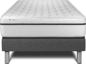 VITALIT Somier gris + Colchón con espuma viscoelástica 90 x 190