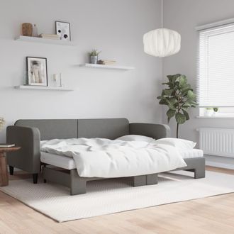 vidaXL Vidaxl - Sof&aacute; Cama Nido Con Colch&oacute;n Tela Gris Oscuro 90x190 Cm