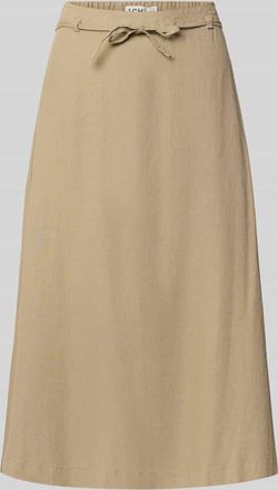 Ichi Midirock aus Leinen-Viskose-Mix Modell LINNO in Taupe, Gr&ouml;&szlig;e 34