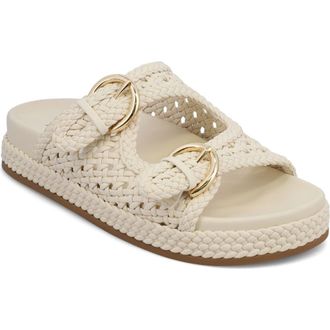 Mia Braided Buckle Strap Platform Sandal in Bone at Nordstrom, Size 7.5