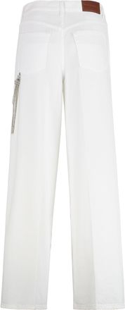 Pinko Womens Wide-Leg Jeans Lauryn Bright White Cotton
