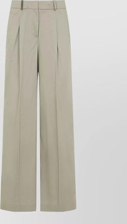 PESERICO cotton wide leg trousers metal detail