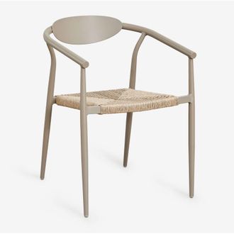 Sklum Sklum - Pack De 4 Sillas De Comedor Apilables Con Reposabrazos En Aluminio Y Rat&aacute;n Sint&eacute;tico Marsha