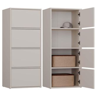 Topeshop Alma - C&oacute;moda Alta De Almacenamiento Con 4 Puertas Con Apertura Tip-on - Beige Cachemira