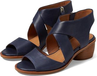S&ouml;fft Camille Sandals WomensB Sky Navy Leather Side Zip Block Heel HTAT1609