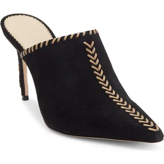 Cinq &agrave; Sept Susan Whipstitch Mule in Black/Brown Sugar at Nordstrom, Size 7.5Us