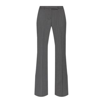 Alexander McQueen Broeken, Dames, Grijs, M, Wol, Broek met visgraatmotief