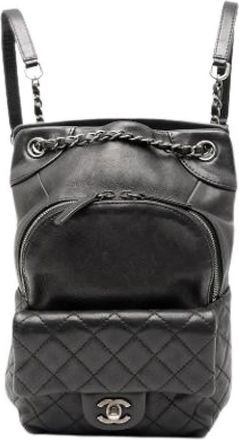 Chanel Pre-owned Leren Rugzak - Dames - Vintage Rugzakken - Zwart - ONE Size - Leer - Vintage
