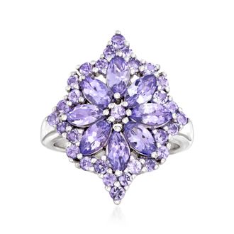 Ross-Simons Tanzanite Flower Burst Ring in Sterling Silver