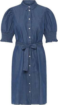 Ichi Ihborgie DR - Dames - Shirt Kleedjes - Blauw - M - Katoen - Kleedjes