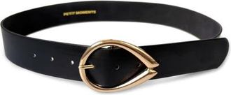 Petit Moments Curve Faux Leather Belt in Black/Gold at Nordstrom, Size X-Small
