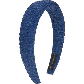 L. Erickson Oakley Denim Seersucker Headband in Dark Wash at Nordstrom