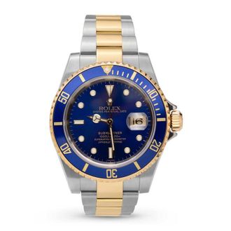 Rolex Pre-owned Rolex Submariner Date Automatic Chronometer Blue Dial Mens Watch 16613 BLSO