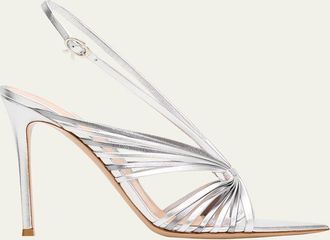 Gianvito Rossi 105mm Metallic Leather Slingback Sandals