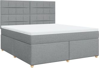 vidaXL Vidaxl - Cama Box Spring Con Colch&oacute;n Tela Gris Claro 180x200 Cm
