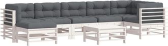vidaXL Juego De Muebles Jard&iacute;n 8 Pzas Y Cojines Madera Maciza Blanco Vidaxl