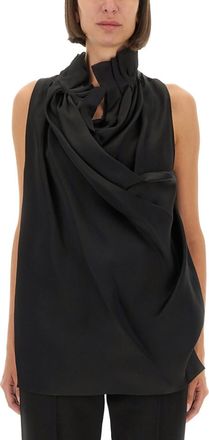 Khaite Black Solid Mock Collar Top