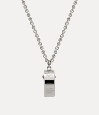 Vivienne Westwood Man. Whistle Long Pendant Necklace Platinum-black-enamel-black-diamond-crystal Platinum-black-enamel-black-diamond-crystal Men