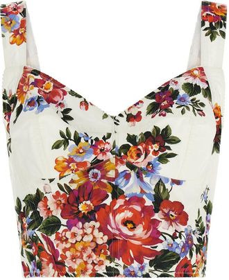 Dolce & Gabbana Multicolour Sweetheart Neck Floral Top