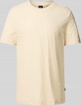 HUGO BOSS T-Shirt mit Strukturmuster Modell Thompson in Offwhite, Gr&ouml;&szlig;e XXL