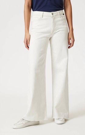 Mavi Paloma Mid Rise Stripe Jeans In Off-White