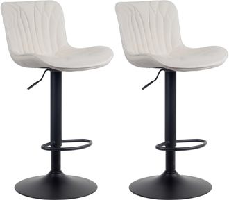 Clp Clp - Set De 2 Taburetes De Bar Linus En Tela, Terciopelo O Polipiel Crema Terciopelo