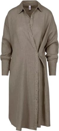 Bomboogie Chemisier Jurk - Dames - Shirt Kleedjes - Beige - 2XS - Linnen - Kleedjes