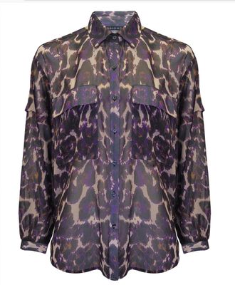 Insight Womens Georgette Long Sleeve Button Down Blouse In Violet